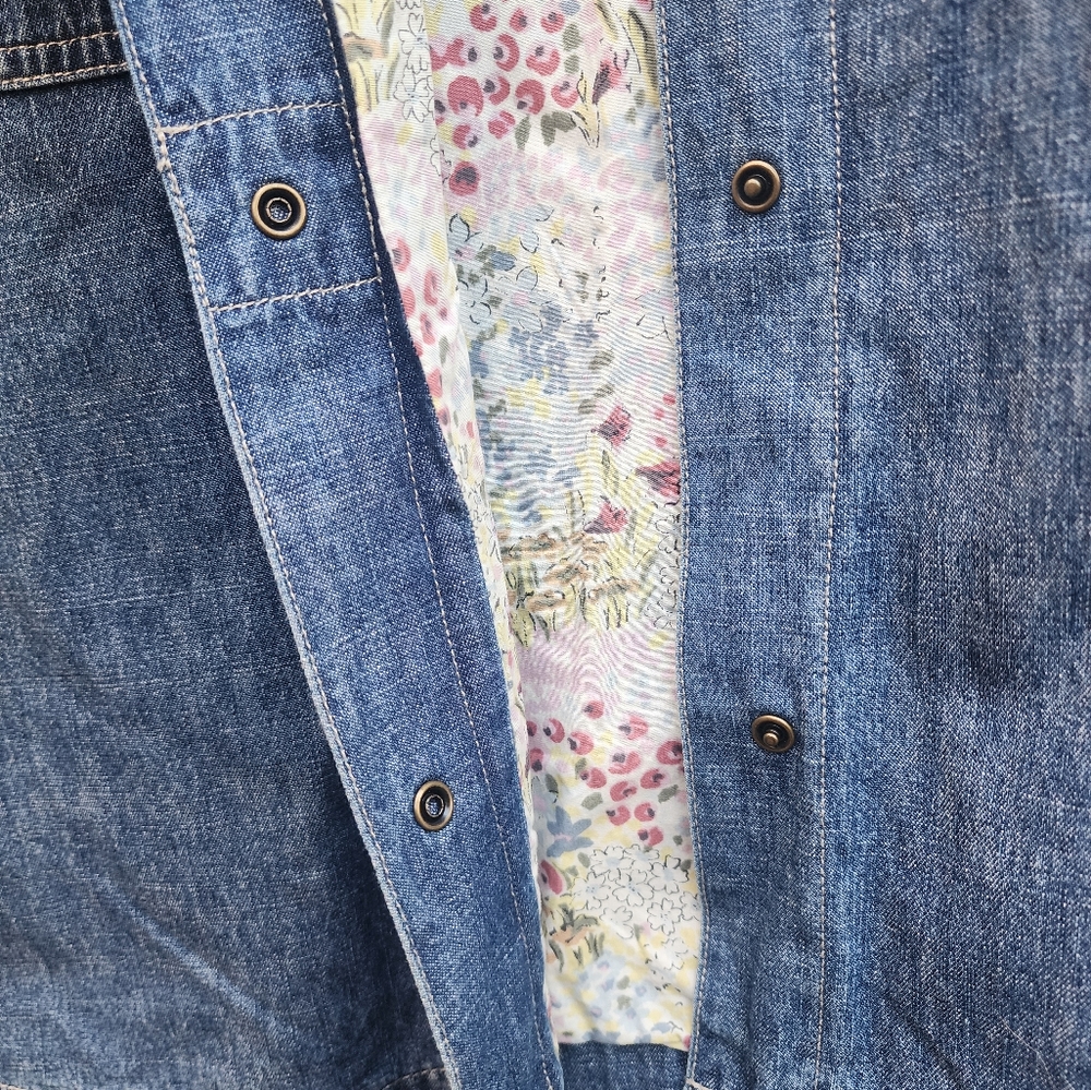 Denim Shacket Jacket Blast Blues Patch L Vintage? - Picture 6 of 12